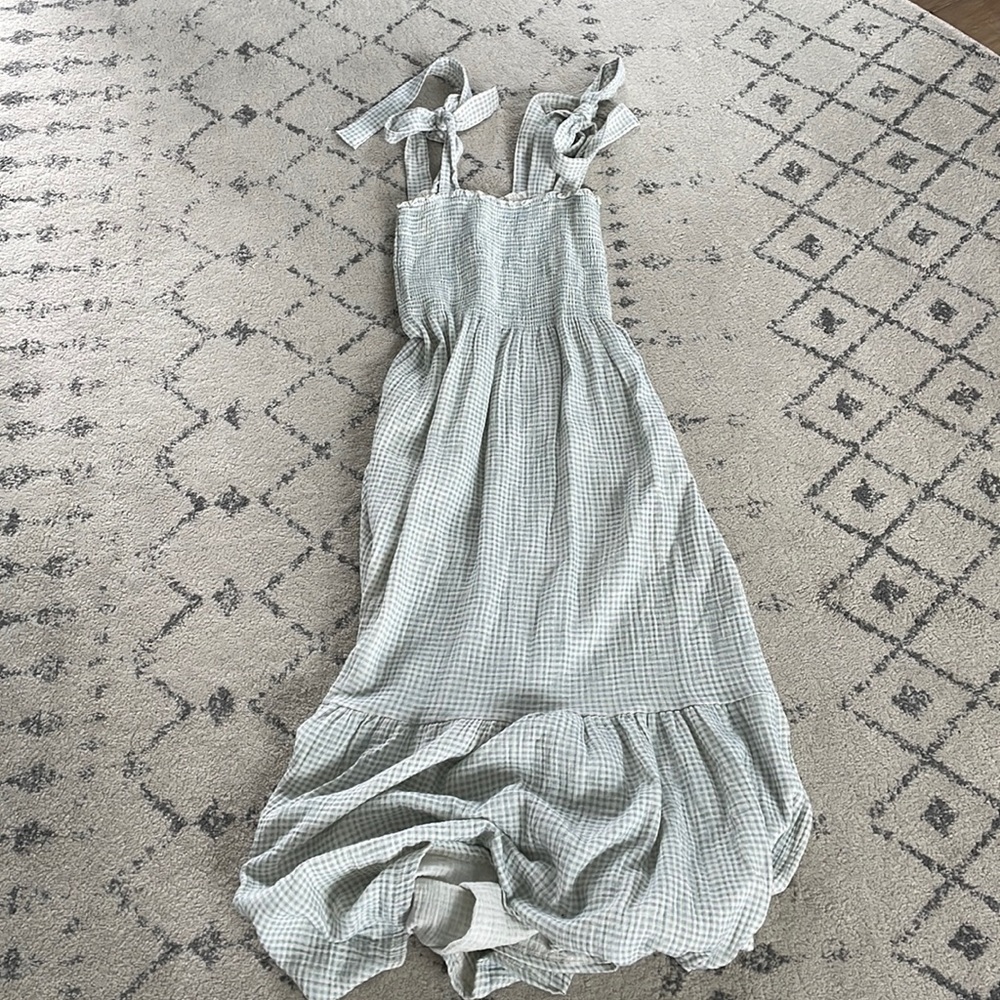 Nothing fits but smocked tie strap gingham dress